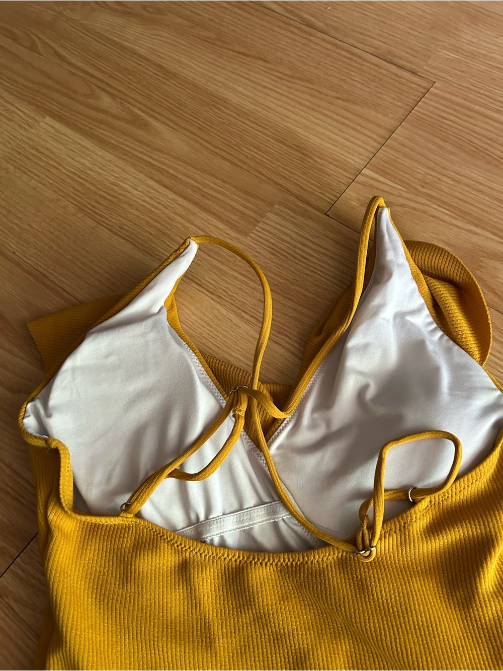 Cupshe Yellow Ruffle Ribbed One Piece Bikini Medium - Picture 3 of 9